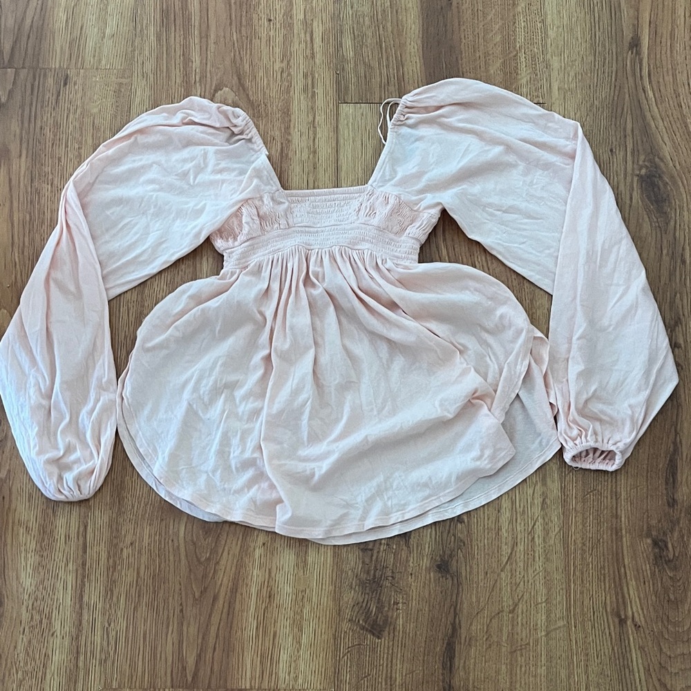 Urban Outfitters Y2K Blush Pink Blouse, flowy sleeve, BOHO, Whimscial, Fairycore